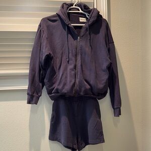 Aritzia Purple Hoodie and Shorts Set
